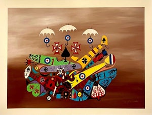 Jonathan Winters, Jonathan Winters Screenprint Canvas Painting Airplane Hollywood Hang Ups Pop Art, 1988