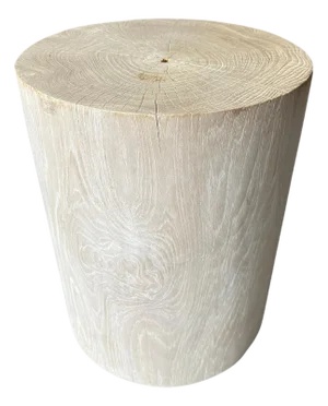 Andrianna Shamaris Cylinder Bleached Teak Wood Side Table or Stool
