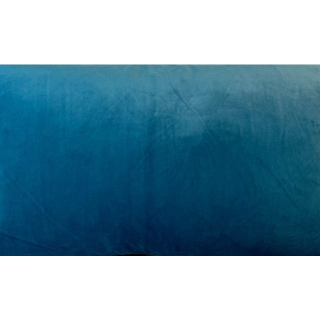 Large Bolster Pillow Decorated With a Serene Water Color Look Forest, Deer and Reflective Lake Scene - Made in the U K For Sale - Image 12 of 12