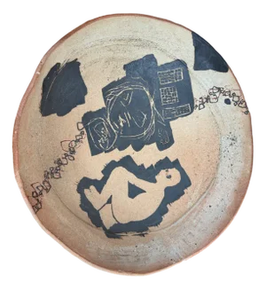 Fred Garcia, Very Large La Borne Expressionist Ceramic Dish, 57cm Diameter