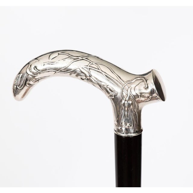 Antique French Art Nouveau Silver Topped Walking Cane Stick, 1890s For Sale - Image 10 of 15