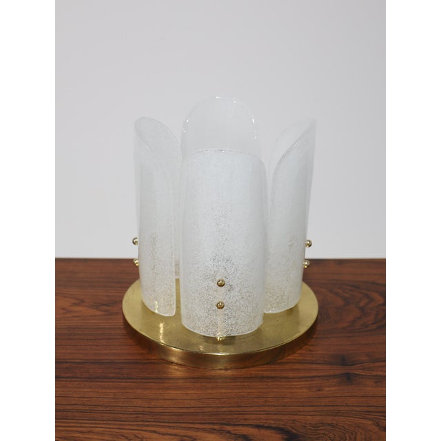 Rare ceiling light / chandelier designed by J.T. Kalmar in Austria, circa 1960s. The lamp is made of brass and four hand-...