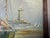 1960s Vintage Coastal Harbor & Lighthouse Oil Painting on Plywood – Framed For Sale - Image 12 of 13