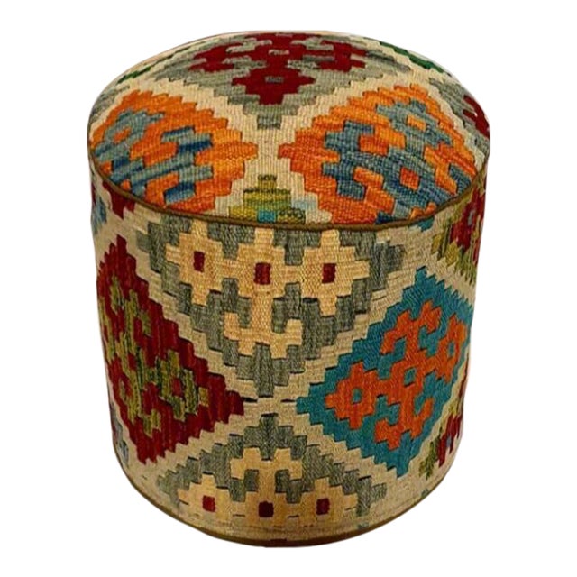 Kilim Rug Pouf Ottoman #89a For Sale