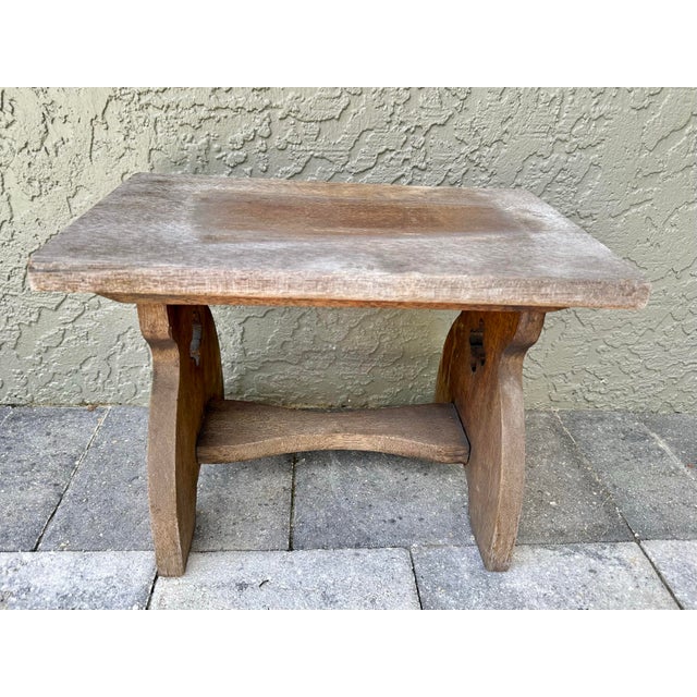 Antique Early 20th Century Handcrafted Solid Wood Rustic Footstool or Milking Stool For Sale - Image 9 of 11