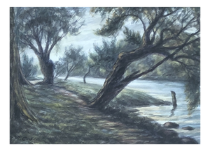 Jules Robert Chatelain, Au bord de l'eau, 1951, Watercolor on Paper, Framed