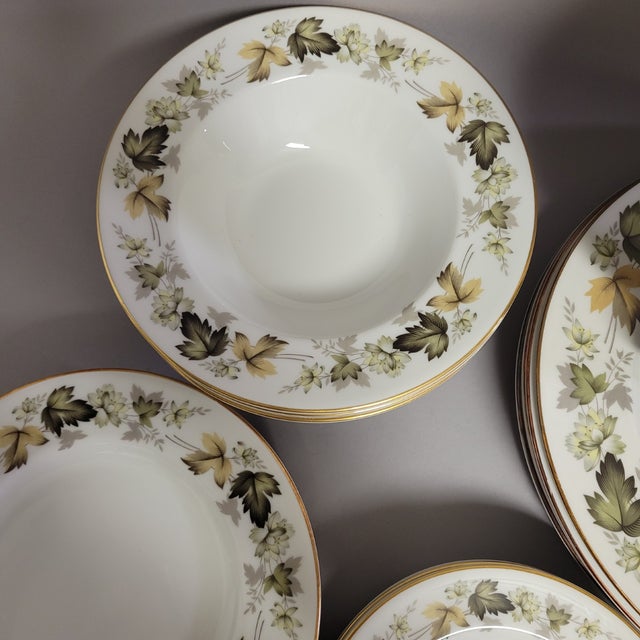 Ceramic 1960s English Traditional Royal Doulton “Larchmont” – Set of 6 Complete Place Settings - 36 Pieces For Sale - Image 7 of 9