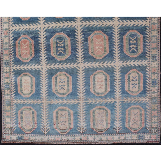 Tribal Vintage Hand-Knotted Turkish Tulu Rug in Wool With All-Over Medallion Design For Sale - Image 3 of 10