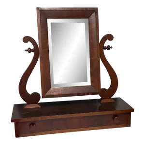 19th Century Biedermeier Style Vanity Dresser Mirror Console Table Top