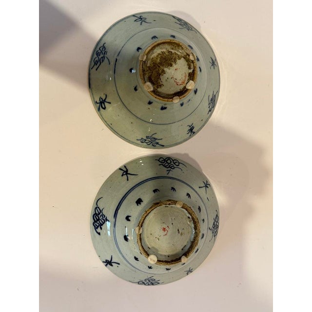 Chinese Pair of Antique Rice Bowls For Sale - Image 3 of 6