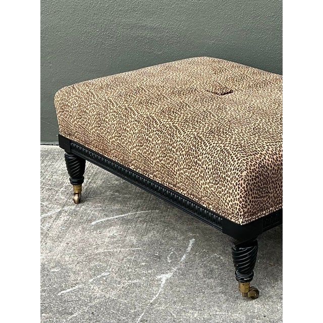 Early 21st Century Vintage Kravet Tufted Leopard Ottoman For Sale - Image 5 of 12