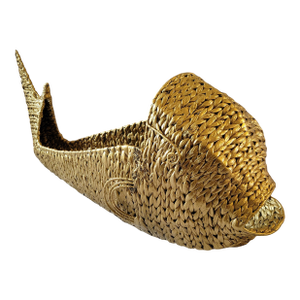 Vintage Large Boho Reed Fish Shaped Basket