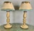 Pair of custom lamps made with a pair of 19th century hand carved Italian candlesticks wired into lamps and crowned with...