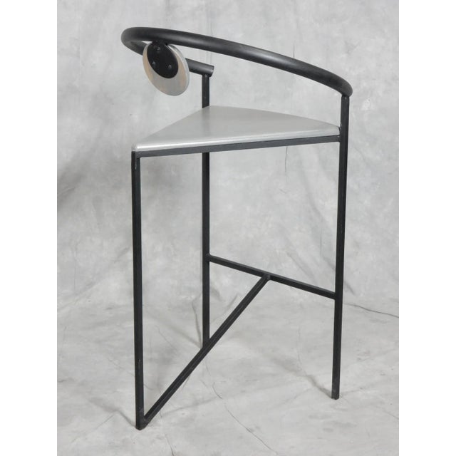 1980s Post Modern Memphis Era Grey Cerused Bar Stools For Sale - Image 5 of 9