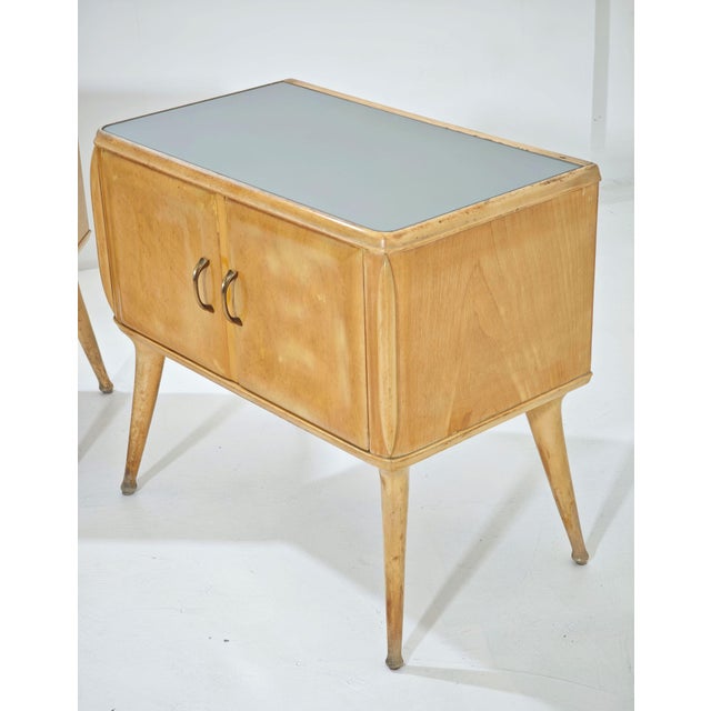 Mid-Century Modern Curved Light Wood Bedside Tables, Italy, 1950s, Set of 2 For Sale - Image 18 of 18