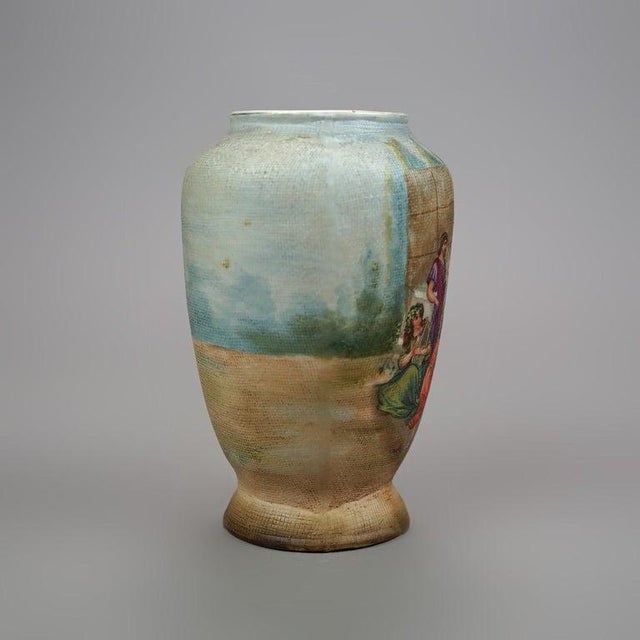 Antique German Royal Bonn Porcelain Tapestry Vase, Classical Genre Scene, C1900 For Sale - Image 4 of 7