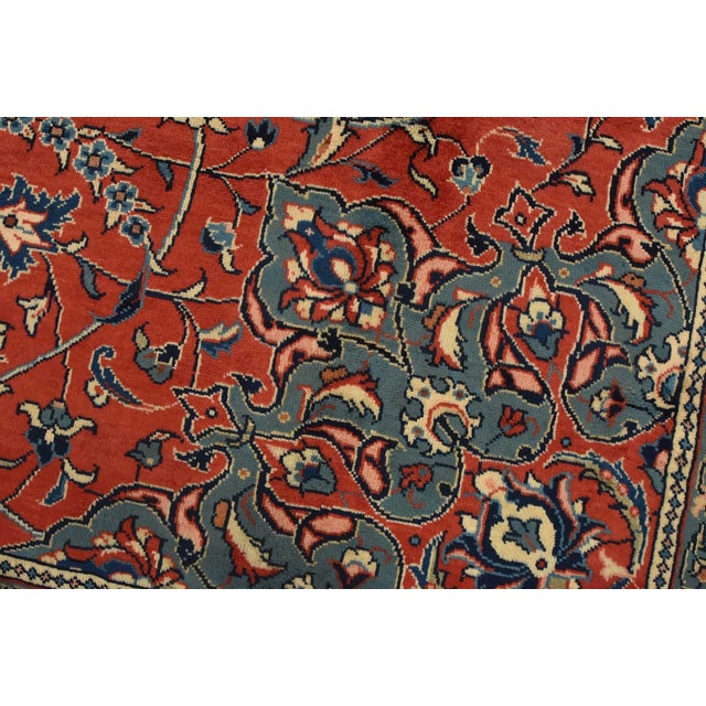 Farmhouse Sarouk Rug 9’5” X 12’6” Red Wool Vintage Traditional Hand-Knotted Carpet For Sale - Image 3 of 13