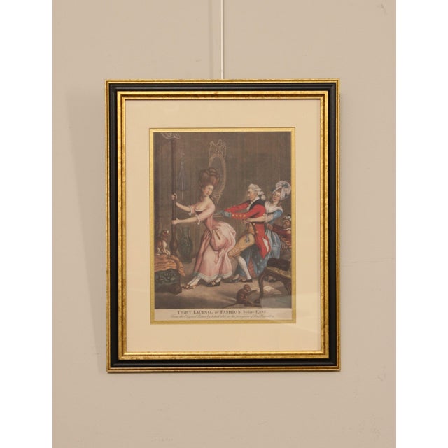 Quality Custom Framed Satirical Print of Efforts to Tighten a Woman's Corset, by John Collet (British, 19th Century)