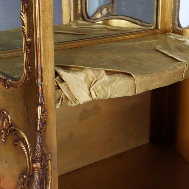 Carved Giltwood Bombay Serpentine Vitrine With Verdis Martin Panels C1890 For Sale - Image 13 of 17