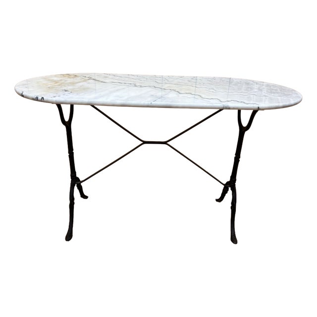 Antique White Marble and Cast Iron Bistro Table, 1890s For Sale