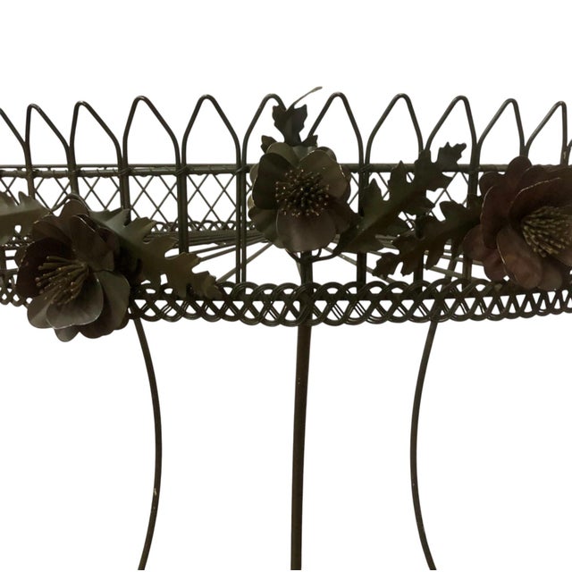 Vintage Italian Tole Metal Two-Tier Demilune Plant Stand For Sale - Image 4 of 7