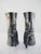 Vintage mid-century Mexican modernist vessels, these are hand-hammered silver-plated barware glasses featuring distinctive...
