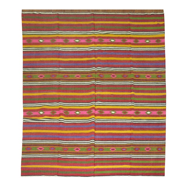 20th Century Boho Colorful Turkish Kilim For Sale