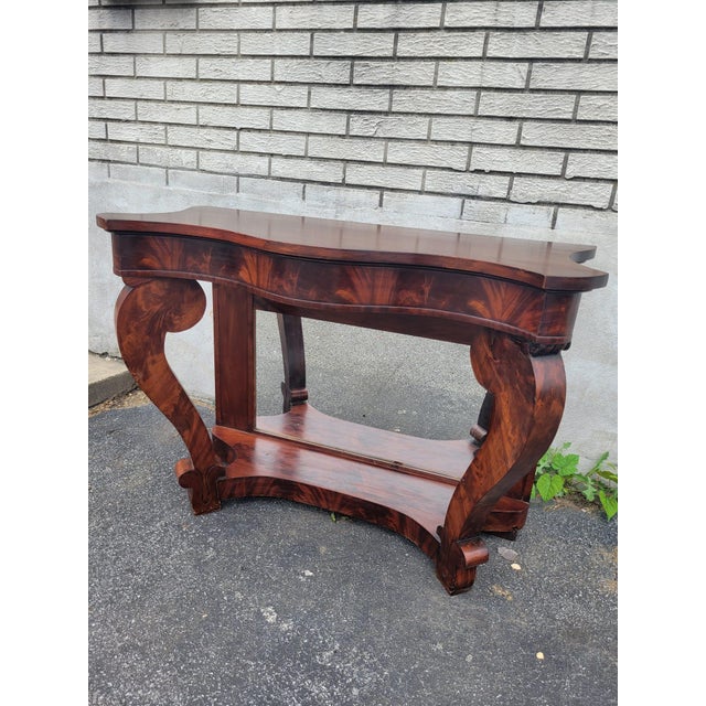 American Empire Figured Mahogany Pier Table 1840's For Sale - Image 4 of 12