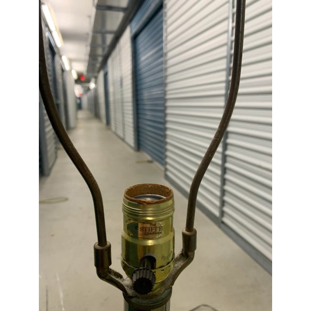 Stiffel Vintage Stiffel Mid Century Modern Large Brass Candlestick Table Lamps and Shades - a Pair For Sale - Image 4 of 6