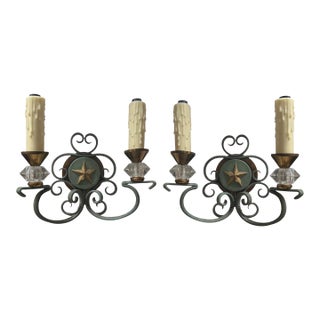 Antique Art Deco French Bronze Wall Light Sconces - a Pair For Sale