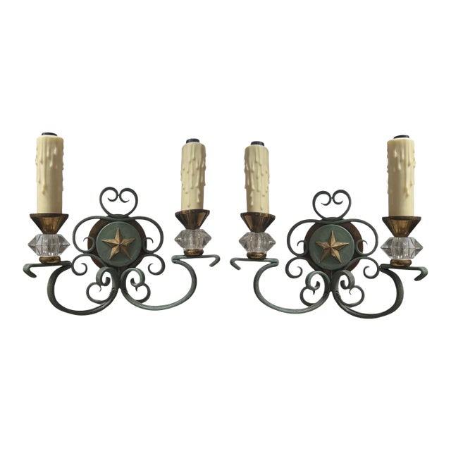 Antique Art Deco French Bronze Wall Light Sconces - a Pair For Sale