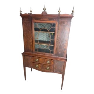 19th Century Mahogany Inlaid Hepplewhite China Cabinet For Sale
