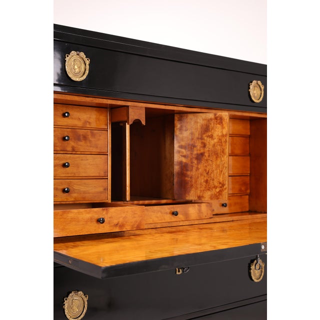 Antique Swedish Ebonized Secretaire, 1850 For Sale - Image 15 of 18