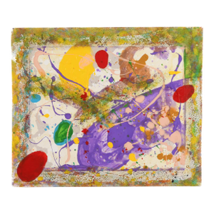 Signed Sam Francis Oil on Canvas Colorful Paint Splatter