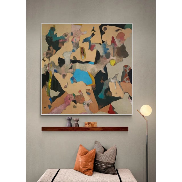 1996 "Playgrounds" Abstract Oil Painting on Wood Panel Renowned San