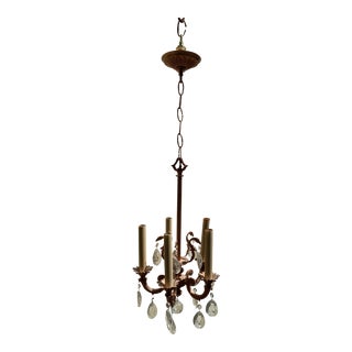 Vintage Lightolier Brass Five Light Hanging Fixture For Sale