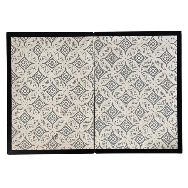 Mid 20th Century Japanese Vintage Byobu 2 Panel Tabletop or Wall Screen With Pine Tree Mountain. Signed For Sale - Image 5 of 6