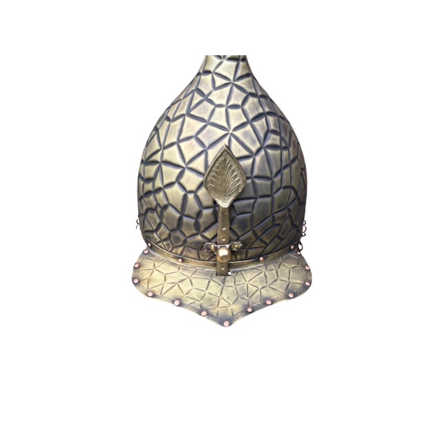 Not Yet Made - Made To Order Geometric Engraved Helm With Chainmail For Sale - Image 5 of 13