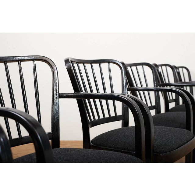 Chair Set in Brushed and Black Lacquered from Horgen Glarus, 1960, Set of 6 For Sale - Image 6 of 10
