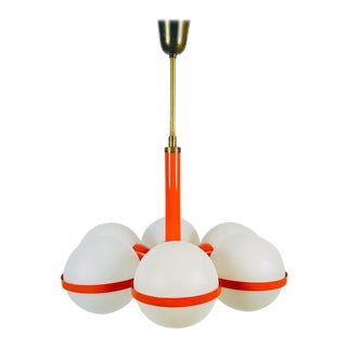 Kaiser Midcentury Red 6-Arm Space Age Chandelier, 1960s, Germany For Sale