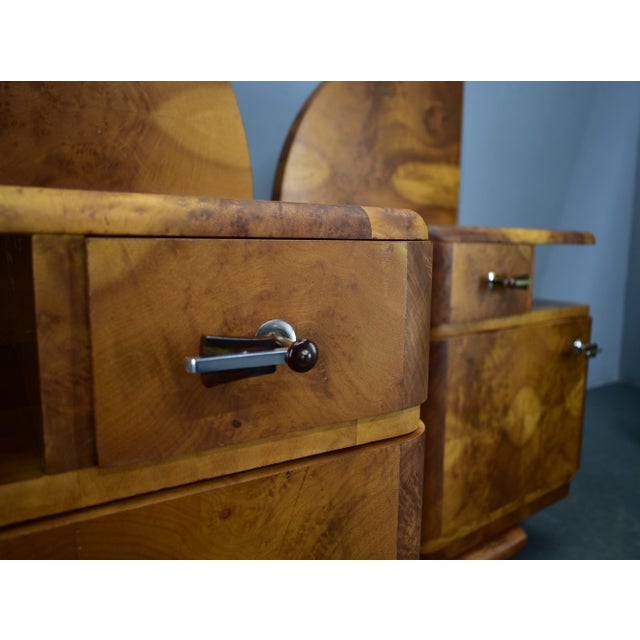 Wood Art Deco Bedside Tables, Czechoslovakia, 1934s, Set of 2 For Sale - Image 7 of 18