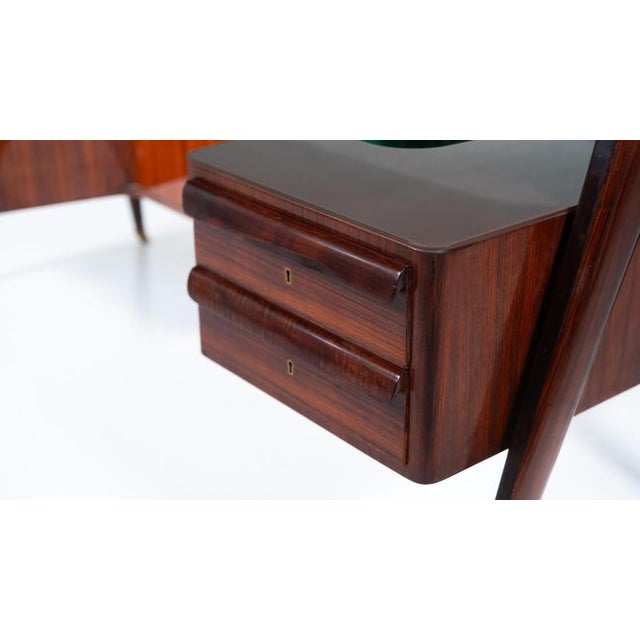 Mid-Century Modern Vittorio Dassi Desk, Wood and Glass, 1950s For Sale - Image 3 of 18
