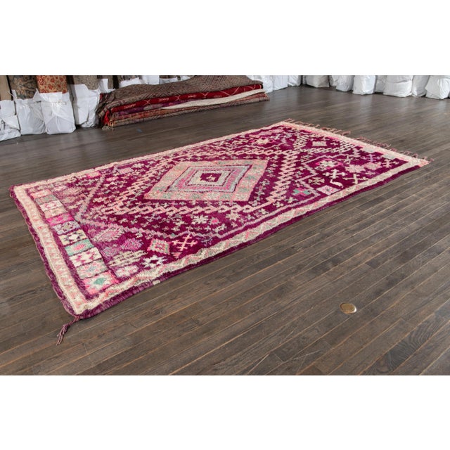 Mid-20th Century Handmade Vintage Purple Tribal Morrocan Wool Rug For Sale In New York - Image 6 of 11