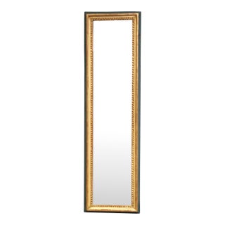 19th Century French Louis XVI Giltwood and Painted Wall Mirror With Beaded Trim For Sale