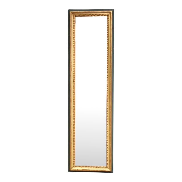 19th Century French Louis XVI Giltwood and Painted Wall Mirror With Beaded Trim For Sale