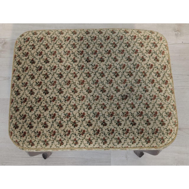 Wood Louis Style Wooden Ottoman with Floral Pattern For Sale - Image 7 of 11