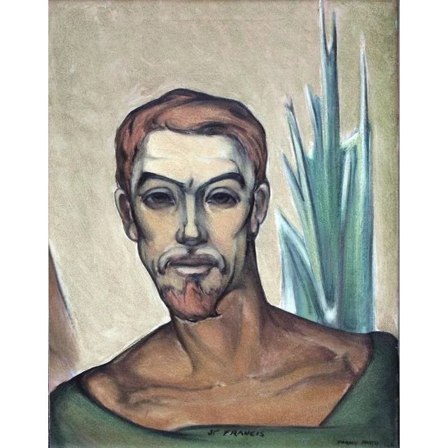 Oil on canvas portrait of St. Francis by Dr. Tarmo Pasto (American, 1906-1986). Dr. Tarmo Pasto was a psychiatrist and...