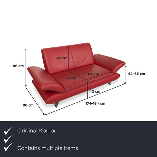 Modern Sofas in Red Leather from Koinor Rossini, Set of 2 For Sale - Image 3 of 18
