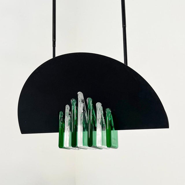 Postmodern Green and White Murano Pendant Light from Mazzega, 1970s For Sale - Image 3 of 11
