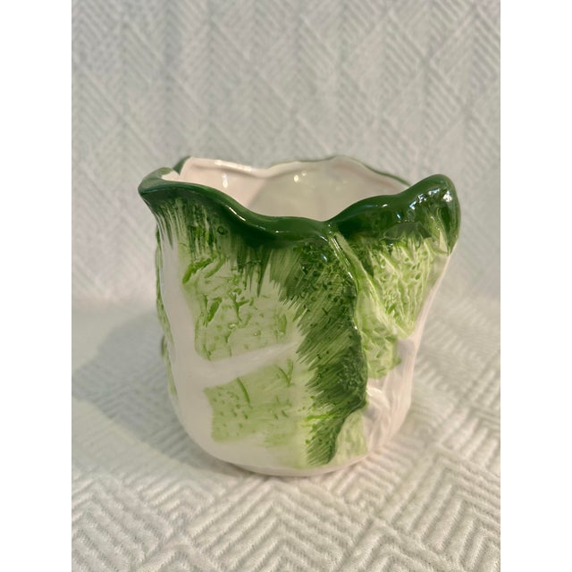 Vintage Ceramic Bunny Rabbit and Cabbage Leaf Majolica Style Planter For Sale In New Orleans - Image 6 of 9